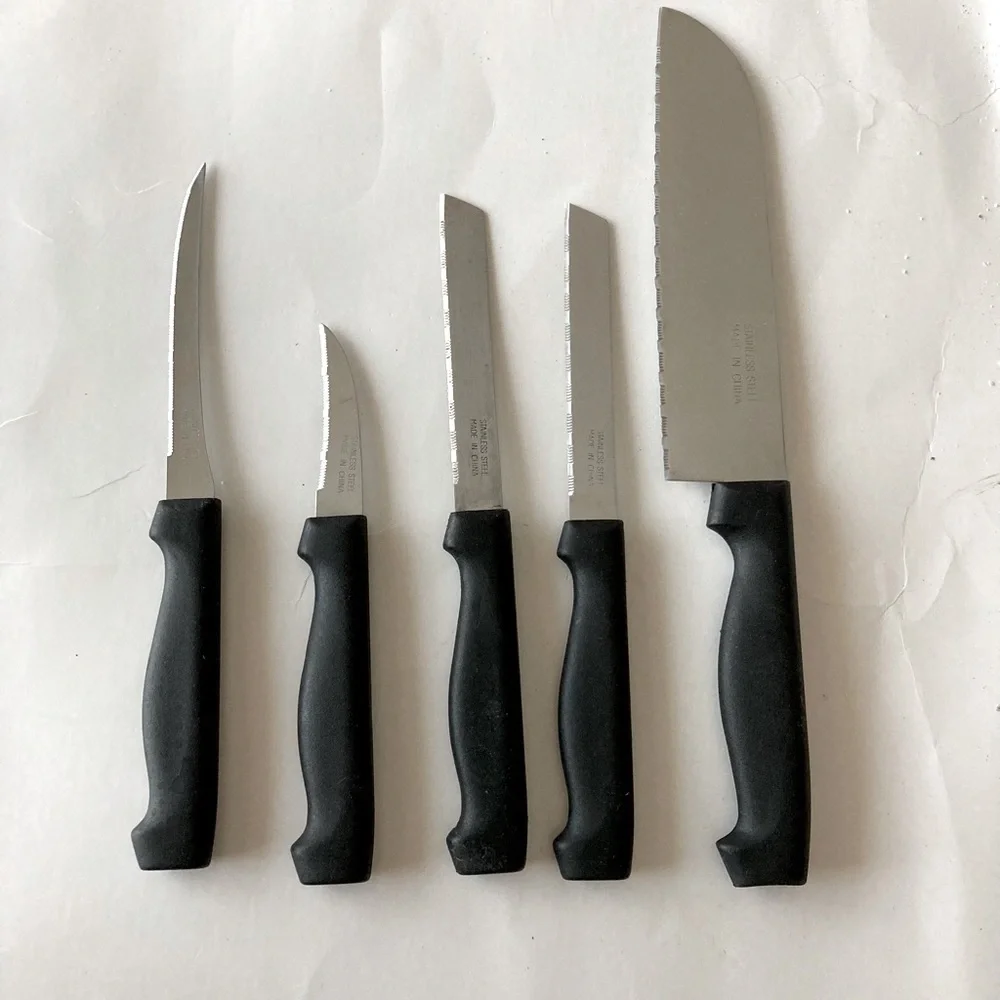Set of 5 knives serrated knives various size new knives stainless steel knives